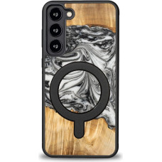 Bewood Unique MagSafe Earth Element case made of wood and resin for Samsung Galaxy S23+ - black and white