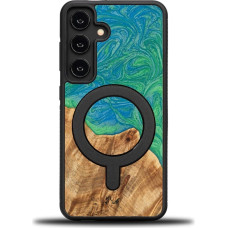 Bewood Unique MagSafe Tokyo wood and resin case for Samsung Galaxy A55 5G - green and blue