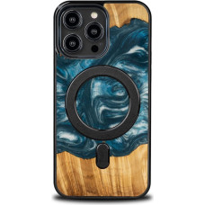 Bewood Unique MagSafe Air Element Wood and Resin Case for iPhone 15 Pro Max - Blue and White