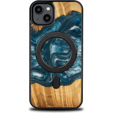 Bewood Unique MagSafe Air Element Wood and Resin Case for iPhone 14 Plus - Blue and White