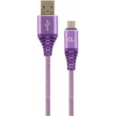 Gembird USB Male - Micro USB Male Premium cotton braided 2m Purple/White