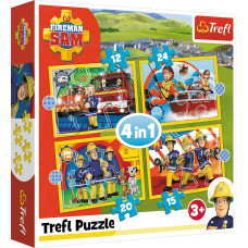 Trefl FIREMAN SAM Pužļu komplekts 4in1 ugunsdzēsējs Sems