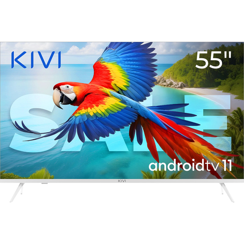 Kivi 55', UHD, Android TV 11, White, 3840x2160, 60 Hz, Sound 2x12W, 83 kWh/1000h , BT5.1, HDMI ports 4, 24 months