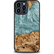 Bewood Wood and Resin Case for iPhone 13 Pro Max Bewood Unique Uranus - Blue and White