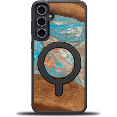 Bewood Unique MagSafe Saturn wood and resin case for Samsung Galaxy S23 FE - blue and red