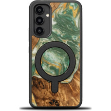 Bewood Unique MagSafe Water Element case made of wood and resin for Samsung Galaxy A54 5G - green and white