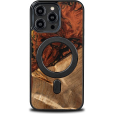 Bewood Unique MagSafe Fire Element Wood and Resin Case for iPhone 15 Pro Max - Black and Gold