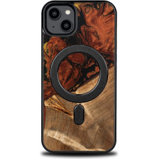 Bewood Unique MagSafe Fire Element Wood and Resin Case for iPhone 14 Plus - Black and Gold