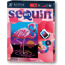 Kitfix Amatniecības komplekts Sequin Art Red spīdumiņu māksla, Flamingo Frenkijs