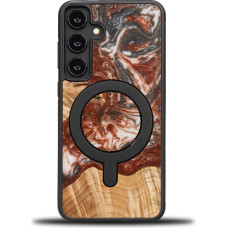 Bewood Unique MagSafe Venus case made of wood and resin for Samsung Galaxy S24+ - black and red