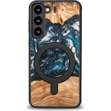 Bewood Unique MagSafe Planet Earth case made of wood and resin for Samsung Galaxy S23+ - blue-green