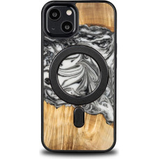 Bewood Unique MagSafe Earth Element Wood and Resin Case for iPhone 13 - Black and White