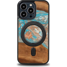 Bewood Unique MagSafe Saturn Wood and Resin Case for iPhone 13 Pro - Blue and Red