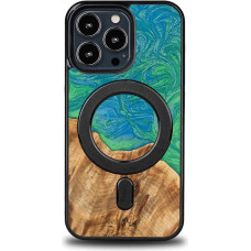 Bewood Unique MagSafe Tokyo Wood and Resin Case for iPhone 13 Pro - Green and Blue