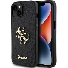 Guess Glitter Script Big 4G case for iPhone 15 - black