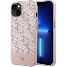 Guess GUHMP14SHGCFSEP iPhone 14 6.1" pink/pink hard case GCube Stripes MagSafe