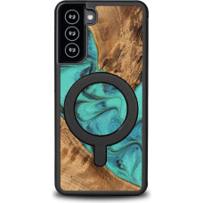 Bewood Unique MagSafe Turquoise wood and resin case for Samsung Galaxy S21 FE - turquoise and black