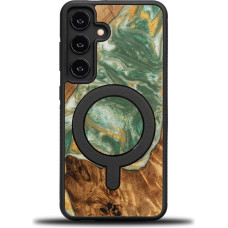 Bewood Unique MagSafe Water Element case made of wood and resin for Samsung Galaxy A55 5G - green and white