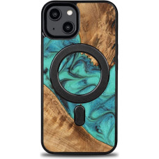 Bewood Unique MagSafe Turquoise Wood and Resin iPhone 15 Case - Turquoise and Black