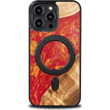 Bewood Unique MagSafe Paris Wood and Resin Case for iPhone 15 Pro Max - Red and Gold