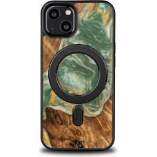 Bewood Unique MagSafe Water Element Wood and Resin Case for iPhone 13 - Green and White