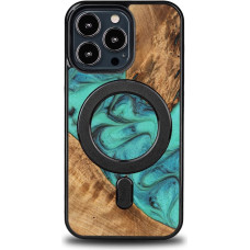 Bewood Unique MagSafe Turquoise Wood and Resin Case for iPhone 13 Pro - Turquoise and Black