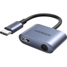 Ugreen audio adapter USB Type C (male) - USB Type C PD QC (female) + 3.5mm mini jack (female) gray (CM231)