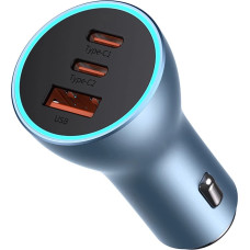 Baseus Golden Contactor Pro car charger USB-A + 2x USB-C 65W QC4.0 blue (CGJP010003)