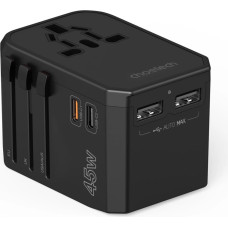 Choetech PD6045 USB-C USB-A 45W GaN Travel Charger with US EU UK AU Plugs - Black