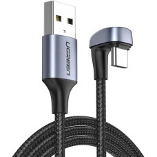 Ugreen nylon angled cable USB cable - USB Type C 1 m 3 A 18 W Quick Charge AFC FCP for gamers gray (70313)