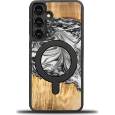 Bewood Unique MagSafe Earth Element case made of wood and resin for Samsung Galaxy S24+ - black and white