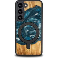 Bewood Unique MagSafe Air Element case made of wood and resin for Samsung Galaxy S23 - blue and white