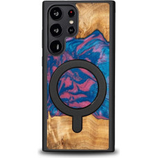 Bewood Unique MagSafe Vegas wood and resin case for Samsung Galaxy S23 Ultra - pink and blue