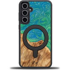 Bewood Unique MagSafe Tokyo wood and resin case for Samsung Galaxy S23 FE - green and blue