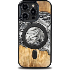 Bewood Unique MagSafe Earth Element Wood and Resin Case for iPhone 15 Pro - Black and White