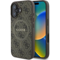 Guess 4G Ring Classic Logo MagSafe iPhone 16 Case - Brown