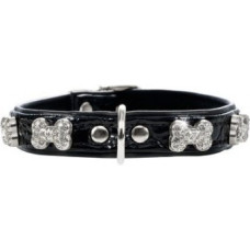 Hunter Collar Modern Art Bone 35 nickel-plated Faux Leather black/Faux Leathe