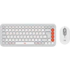 Logitech Klaviatūra + Pele Logitech POP ICON COMBO OFF White Orange US