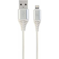 Gembird Premium Cotton Braided USB to 8-pin 2m Silver / White