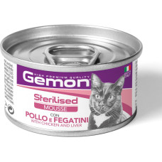 Gemon Cat mousse Sterilised with chicken and liver 85 g - konservi kaķiem