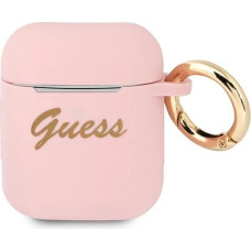 Guess GUA2SSSI AirPods cover pink/pink Silicone Vintage Script