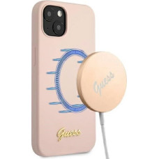 Guess GUHMP13MLSLMGLP iPhone 13 6.1" light pink/light pink hardcase Silicone Script Gold Logo Magsafe