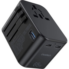 Choetech PD5009-BK GaN EU/US/UK/AU Travel Adapter 2x USB-C USB-A 65W PD - Black