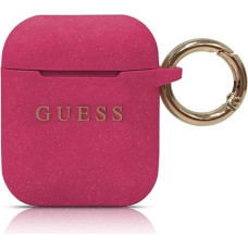 Guess GUACCSILGLFU AirPods cover fuchsia / fuchsia Silicone Glitter