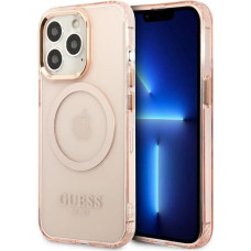 Guess GUHMP13LHTCMP iPhone 13 Pro / 13 6.1" pink/pink hard case Gold Outline Translucent MagSafe