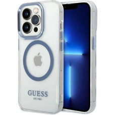 Guess Metal Outline MagSafe case for iPhone 14 Pro - blue