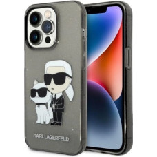 Karl Lagerfeld Glitter Karl&Choupette case for iPhone 14 Pro - black