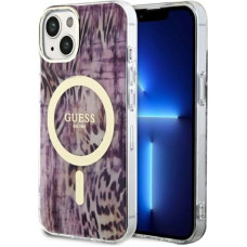 Guess Leopard MagSafe case for iPhone 14 - pink