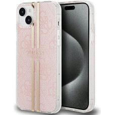 Guess IML 4G Gold Stripe case for iPhone 15 Plus / 14 Plus - pink