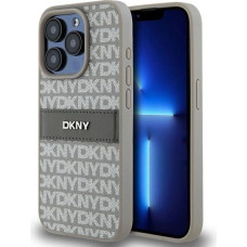 Dkny Leather Mono Stripe & Metal Logo case for iPhone 15 Pro - beige